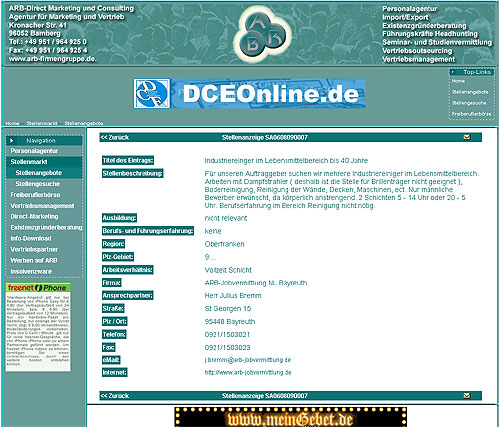 Frontend Stellendetail
